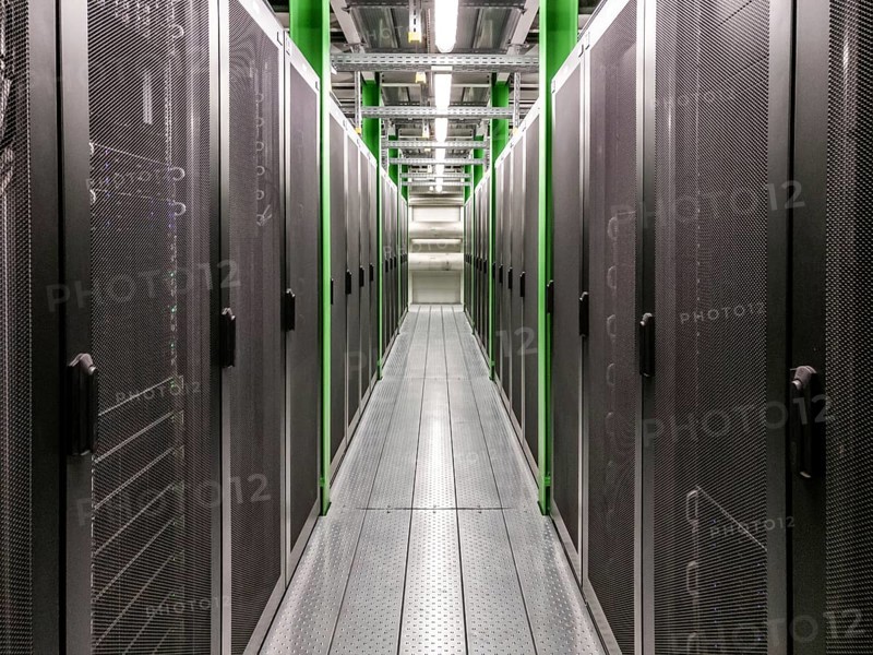 A corridor in server room data center