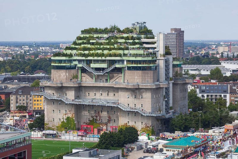Feldstraße bunker, media bunker, high-rise bunker on Heiligengeistfeld with roof garden, Hamburg, Germany, Europe