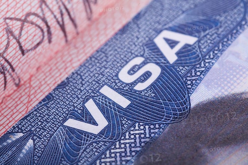 American Visa in the passport. Close up
