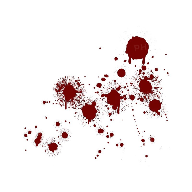 Red blood splatter stain on white background