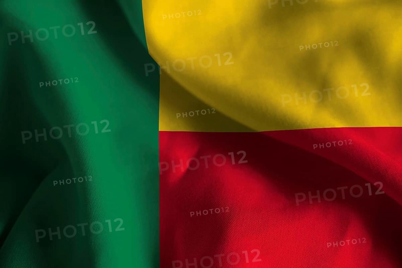Ruffled Flag of Benin Blowing in Wind