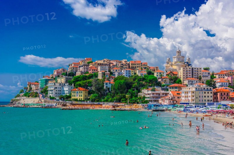 PORTO MAURIZIO, ITALY - SEP 4, 2018: View of Porto Maurizio on the Italian Riviera in the province of Imperia, Liguria, Italy, Europe