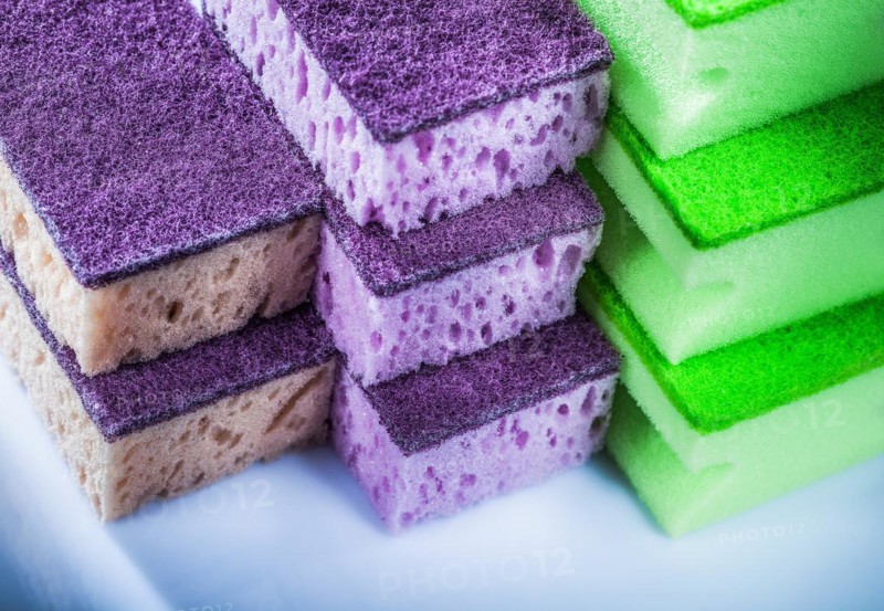 Set of kitchen sponges on white background