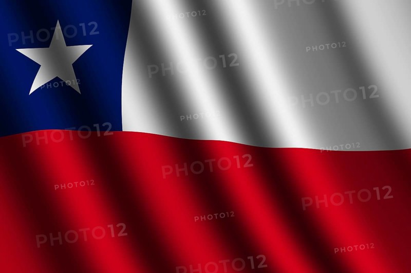 The Chile flag flying in the wind