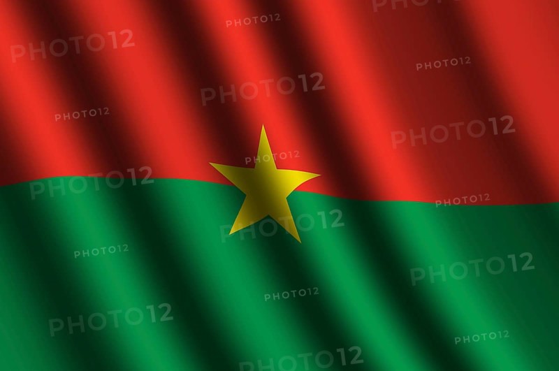 The Burkina Faso flag flying in the wind