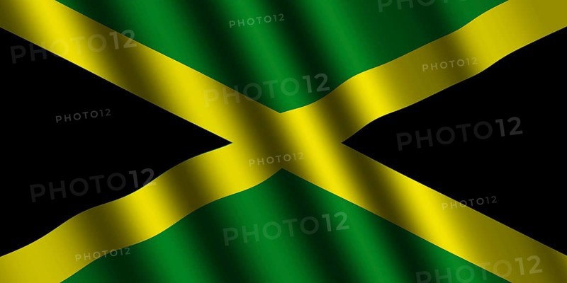 The Jamaica flag flying in the wind