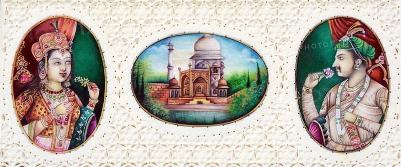 Miniature painting of Mughal Emperor Jahangir With Wife Noorjahan