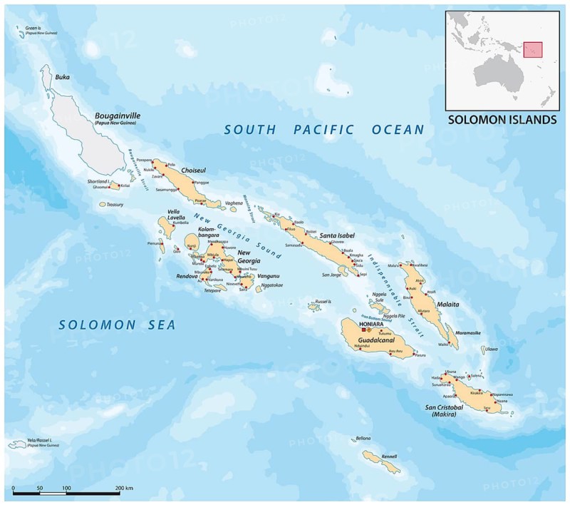 Vector map of the oceanic island state of the Solomon Islands