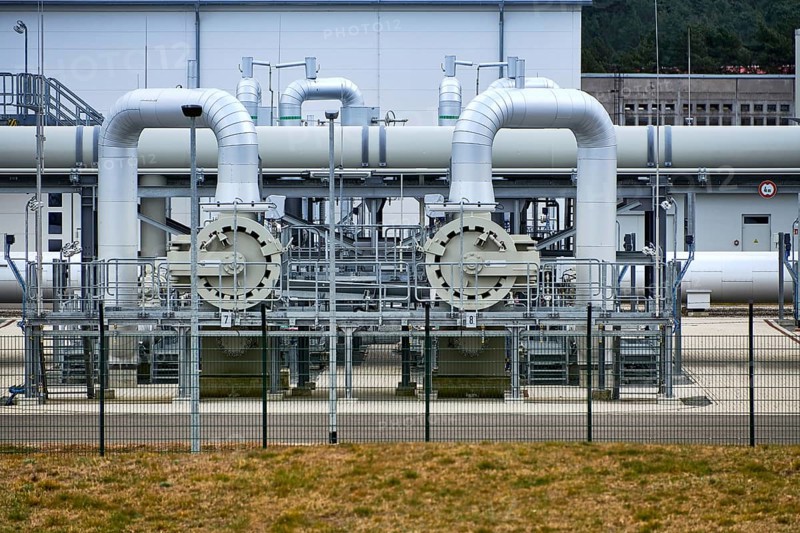 Germany, 3 April 2022: Gas pipes, connections, equipment and pressure reducers at the landfall site of Gazprom's Nord Stream 2 pipeline in Germany. (Western Europe), Europe