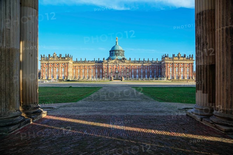 Colonnades with Triumphal Gate, New Palace, Unesco World Heritage Park Sanssouci, Potsdam, Brandenburg, Germany, Europe