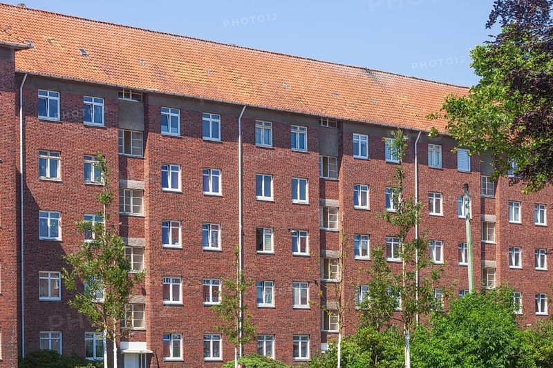 Brick residential building on Waldemar-Becké-Platz, Bremerhaven, Bremen, Germany, Europe