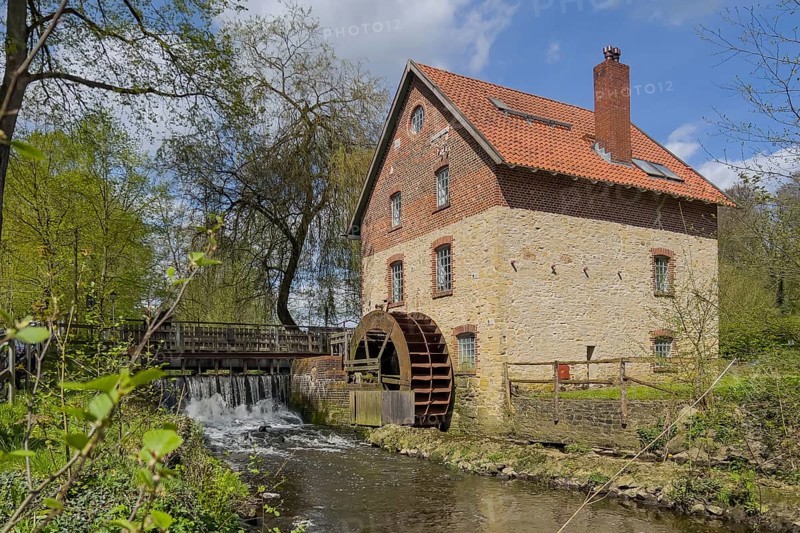 Historic watermill in the Nettetal, building, rural, tourism, hiking trail, Osnabrück, Germany, Europe