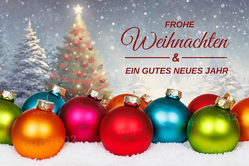 Christmas card Merry Christmas Christmas greetings decoration with Christmas tree winter in Stuttgart, Germany, Europe