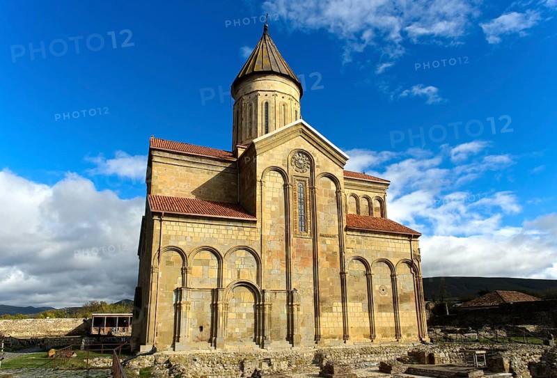 Three-aisled cross-domed church of Samtavisi, south façade with blind arches, Samtavisi, Inner Kartlia, Georgia, Asia