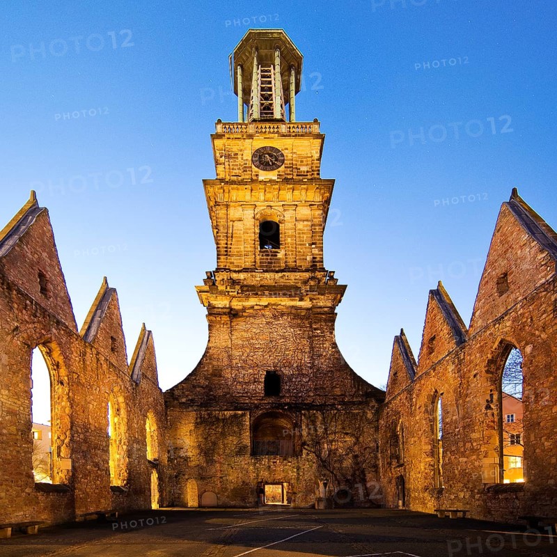 Aegidienkirche in the evening, not rebuilt, memorial to the victims of war and violence, Hanover, Lower Saxony, Germany, Europe