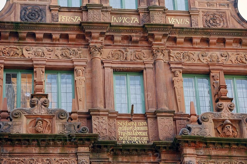 Hotel 'Zum Ritter St. Georg', facade and windows, Heidelberg, Baden-Württemberg, Germany, Europe