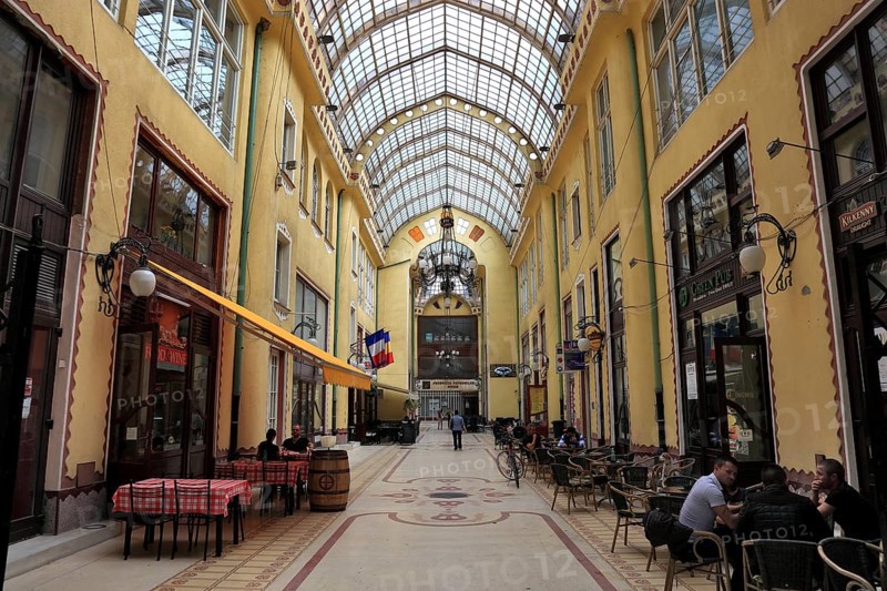Romania, County region, Oradea, Grand Vardein, Gallery in the courtyard of the Black Eagle Palace, Palatul Vulturul Negru, Europe