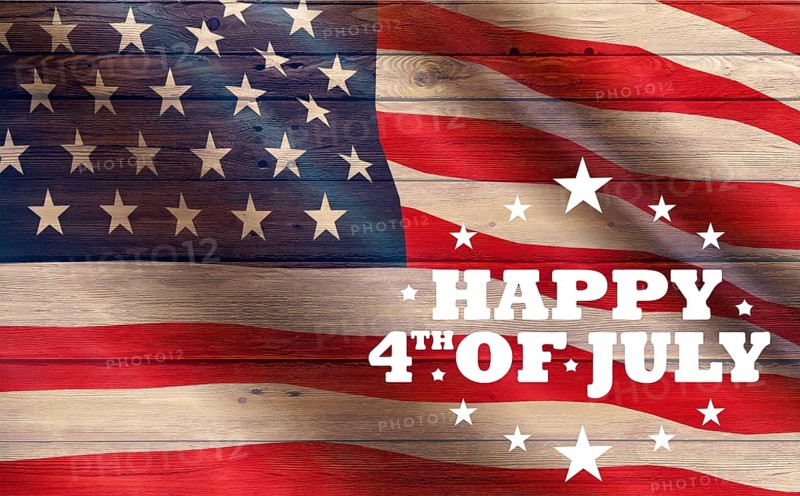 4th of July, USA independence concept. Fourth of July on USA flag on wood