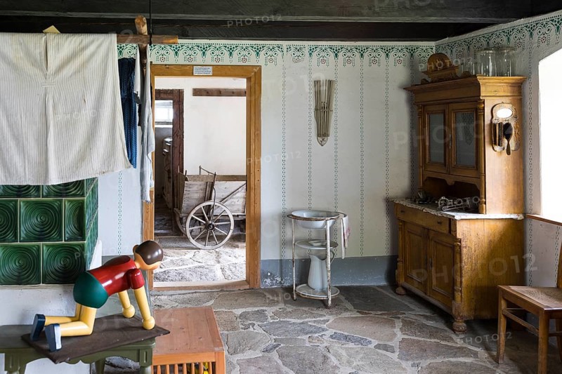 View of historic living rooms, Seiffen Open-Air Museum, Erzgebirge, Saxony, Germany, Europe