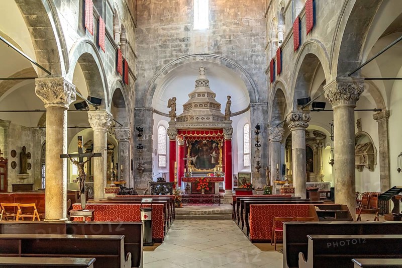Interior of St Mark's Cathedral in Korcula, Croatia, Europe