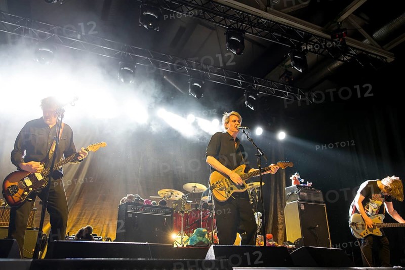 Dirk von Lowtzow (singer and guitarist), Arne Zank (drummer) and Jan Müller (bassist) from Tocotronic live on Golden Years Tour 2025 in Berlin's Columbiahalle on 19 April 2025