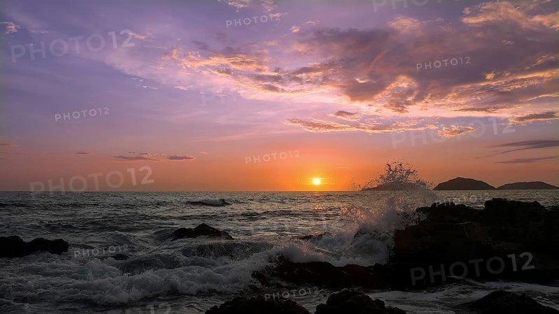 Mazatlan beaches, sunsets and scenic slow motion ocean swells and waves near Malecon sea promenade