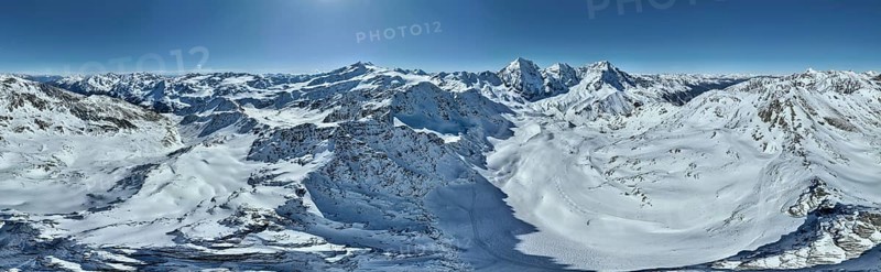 Aerial view, snow-covered mountain landscape, view of Cevedale, Ortler, Monte Zebrù, Königsspitze in the Ortler group, Trento, Italy, Europe