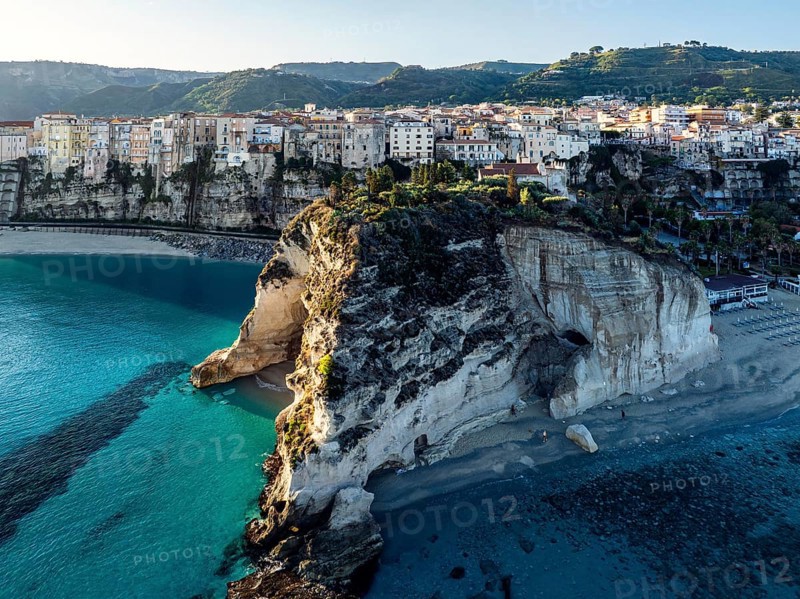 Tropea from a drone, Tyrrhenian Sea, Calabria, Italy, Europe