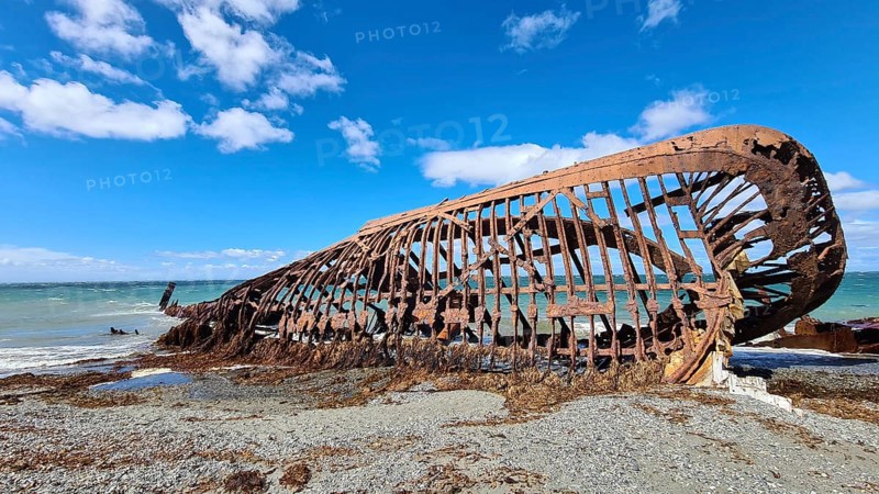 Wreck of the Amadeoan of the Strait of Magellan, Patagonia, Tierra del Fuego, Argentina, South America