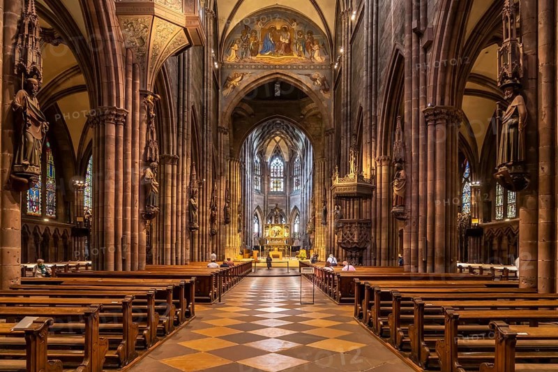 Interior of Freiburg Minster, Freiburg im Breisgau, Black Forest, Baden-Württemberg, Germany, Europe