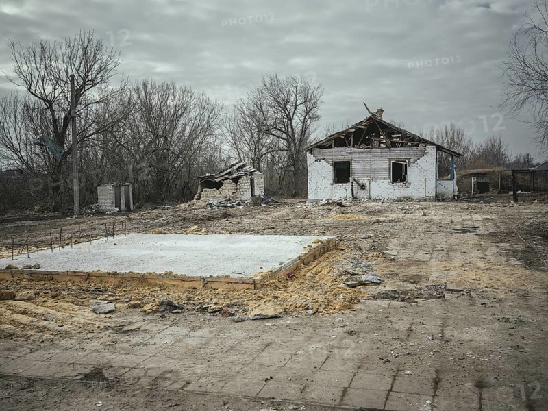 Place where 59 people were killed in a Russian attack by a direct hit from an Iskander missile in the village of Hroza. All the victims are local residents. Pensioners, all were civilians, Hroza, Ukraine, Europe