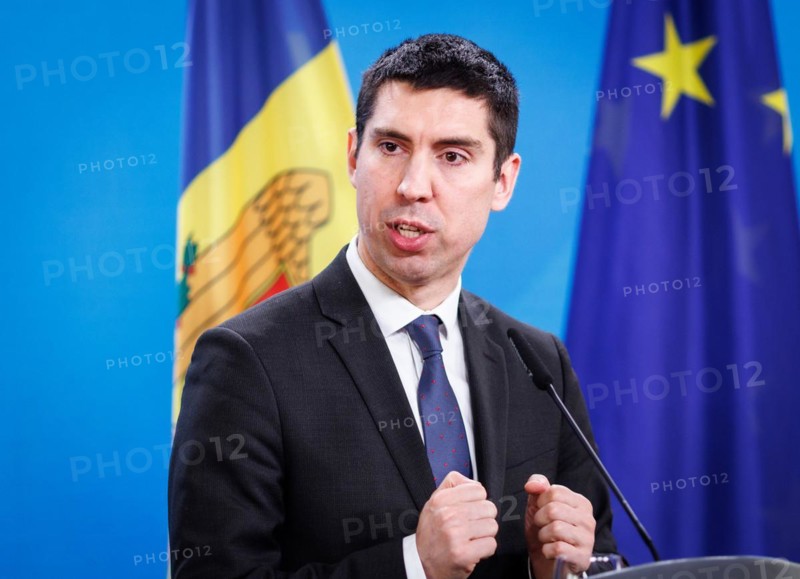 Mihai Popsoi, Foreign Minister of the Republic of Moldova, photographed during a joint press conference in Berlin, 09.04.2024. Photographed on behalf of the Federal Foreign Office'