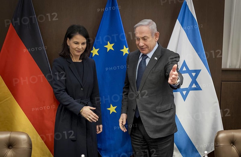 Annalena Bärbock (Alliance 90/The Greens), Federal Foreign Minister, photographed during her visit to Israel. Here she meets Israeli Prime Minister Benjamin Netanyahu. 'Photographed on behalf of the Federal Foreign Office'