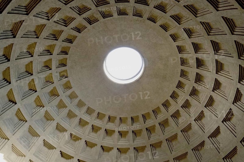 View of the dome of the Pantheon, an ancient building converted into a church, Santa Maria ad Martyres, Rome, Italy, Europe