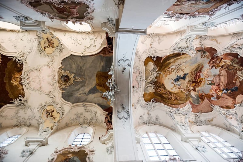 Baroque church, vaulted ceiling, Fridolinsmünster, Church of St Fridolin, Bad Säckingen, Upper Rhine, Rhine, Black Forest, Baden-Württemberg, Germany, Europe