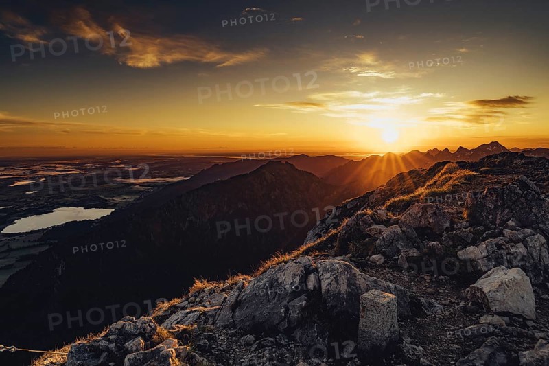 Sunrise hiking tour on the Säuling in the Allgäu in Bavaria, Germany, Europe