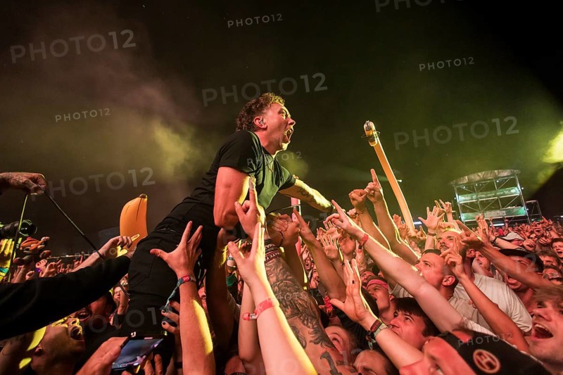 Tim McIlrath, singer of Rise Against at the Highfield Festival on Saturday, Störmthaler See, 17.08.2024