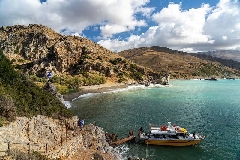 The palm beach of Preveli, Crete, Greece, Europe