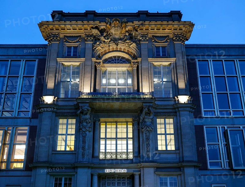 Building of the private business school of the European School of Management and Technology, ESMT, at the blue hour, Berlin, 07.10.2024., Berlin, Berlin, Germany, Europe