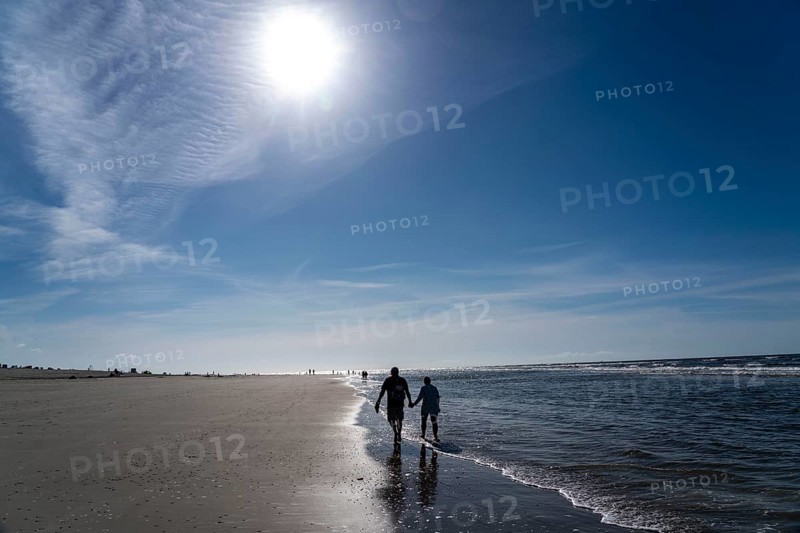 North Sea island of Langeoog, early summer, shortly after the first easing of the lockdown in the Corona crisis, still quite few tourists on the beach, beach walk, Lower Saxony, Germany, Europe