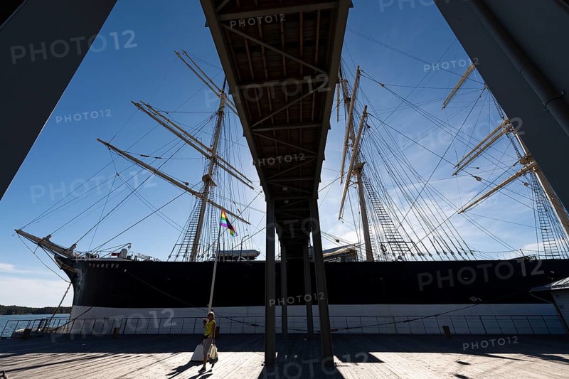 Steel four-masted barque Pommern, windjammer with jubilee rig, Maritime Museum, Mariehamm, Åland or Aland Islands, Finland, Europe