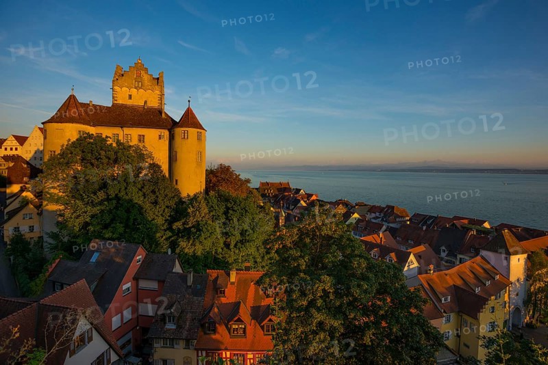 Meersburg Castle, Old Castle, Sunset, Meersburg, Lake Constance, Baden-Württemberg, Germany, Europe