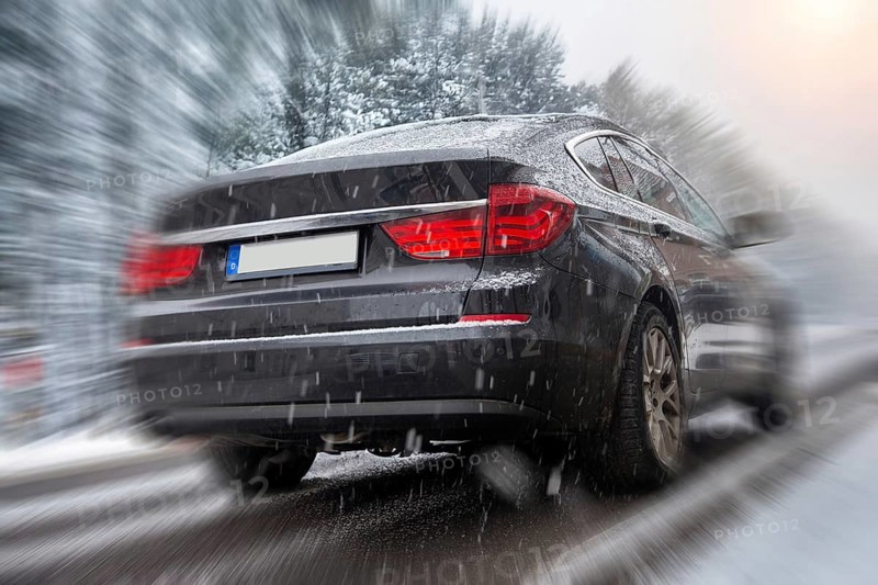 BMW on a snow-covered road (Composing)