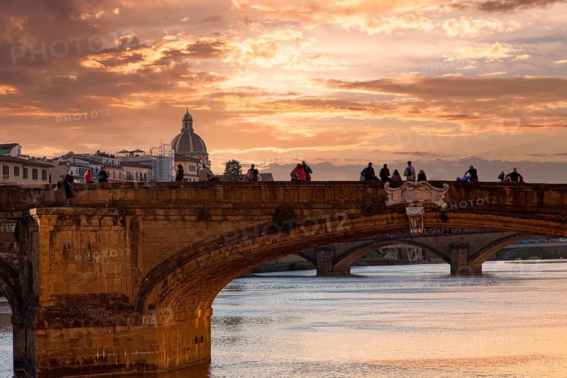 Scenic beautiful Ponte Vecchio bridge in Florence historic city center