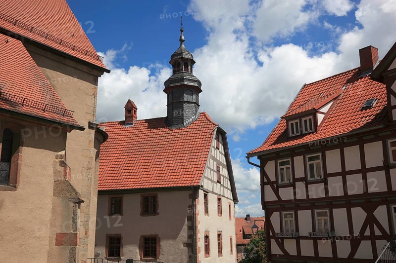 Old town with town hall, Schlitz, small town in the east of the Vogelsberg district in central Hesse, Hesse, Germany, Europe