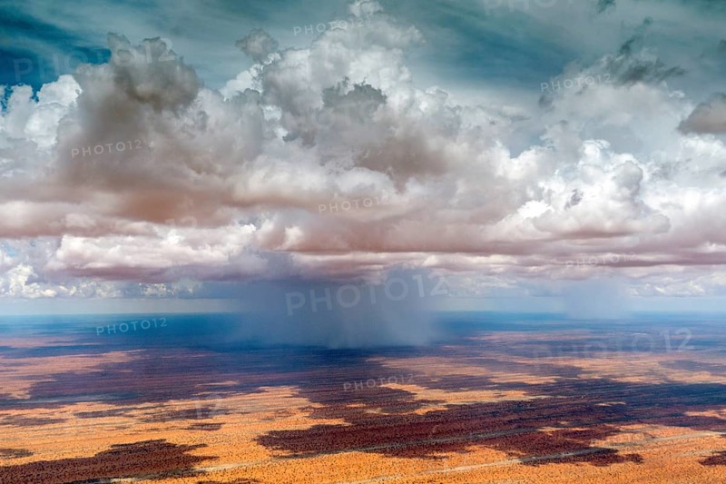 Aerial photo, Namibia, Africa, Kalahari, landscape, clouds, cumulus, rain, shower, rain shower, Africa