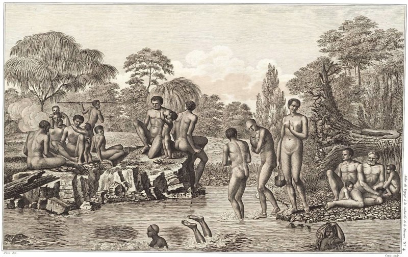 Fishing of the savages from the Cape of Diemen, Cape Maria van Diemen is a cape in the Far North District of the Northland region on the North Island of New Zealand, Historic, digitally restored reproduction from a 19th century original, Record date not stated