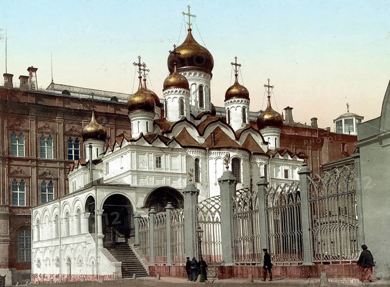 Kremlin, The Annunciation Cathedral, Moscow, Russia, 1890, Historical, digitally restored reproduction from a 19th century original, Record date not stated, Europe