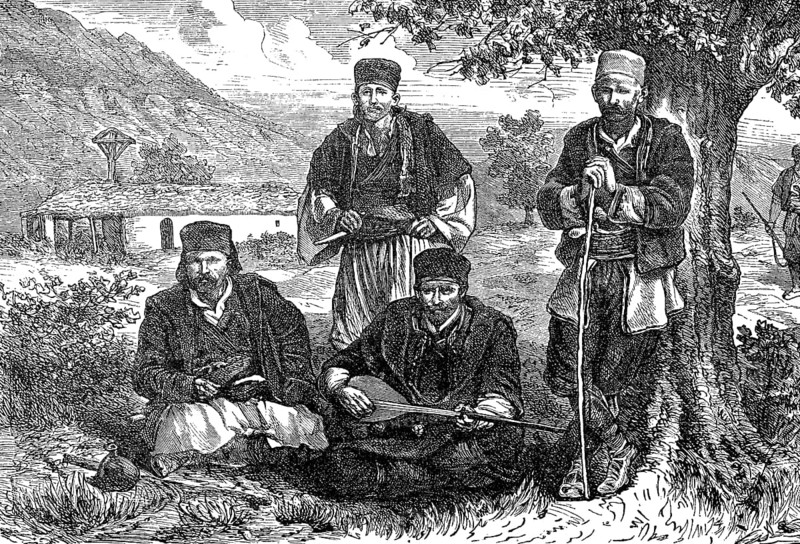 Christian Albanians near Skutari, Shkodra, Albania, in 1879, Historical, digital reproduction of an original from the 19th century, Europe