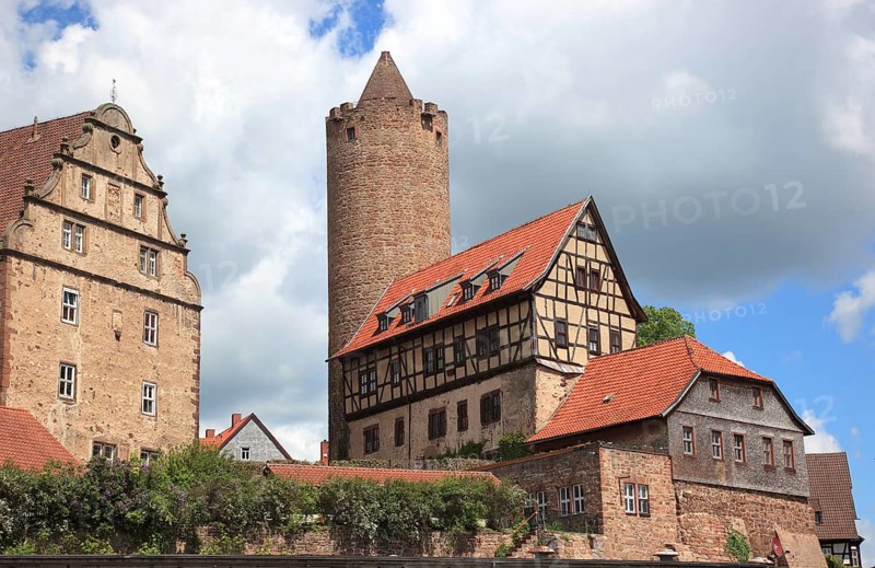 Hinterburg Castle, Hinterturm Tower and the Count's Forester's House, Schlitz, small town in the east of the Vogelsberg district in central Hesse, Hesse, Germany, Europe